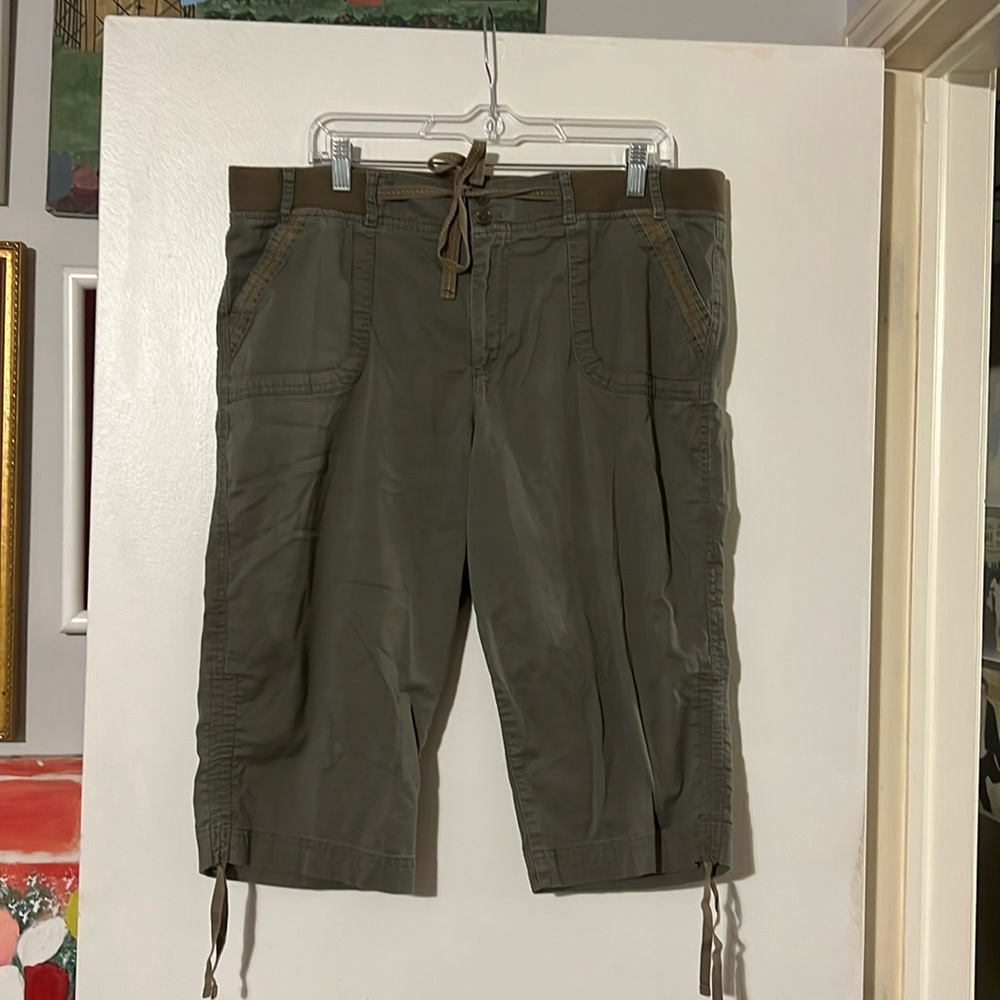 Gloria Vanderbilt army green capri pants.